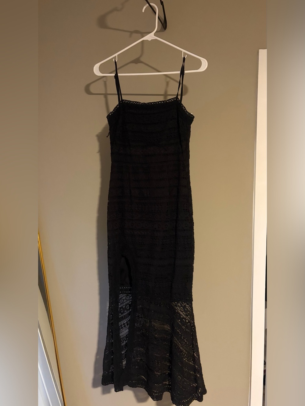 Lulu's Black Crochet Spaghetti Strap Maxi Dress - Picture 2 of 3